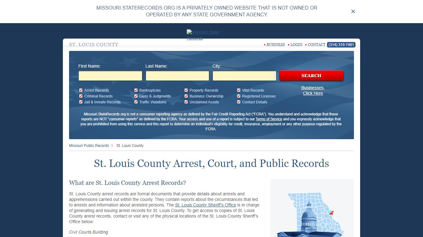 St. Louis County Arrest, Court, and Public Records